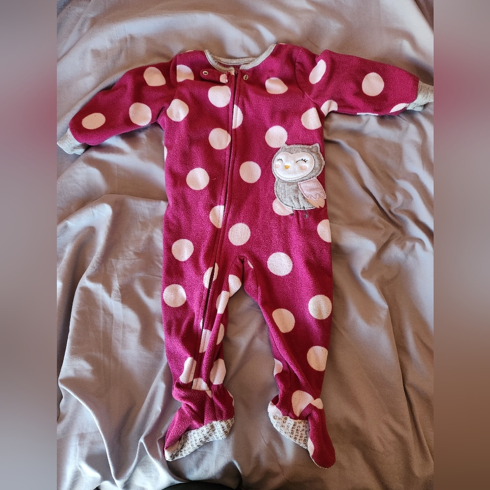 Carter's 1-Piece Baby polka dot Owl Fleece Pajamas, 12m